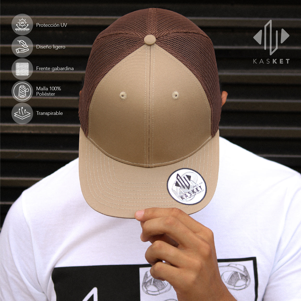 GORRA TRUCKER K-301 BEIGE / CAFÉ