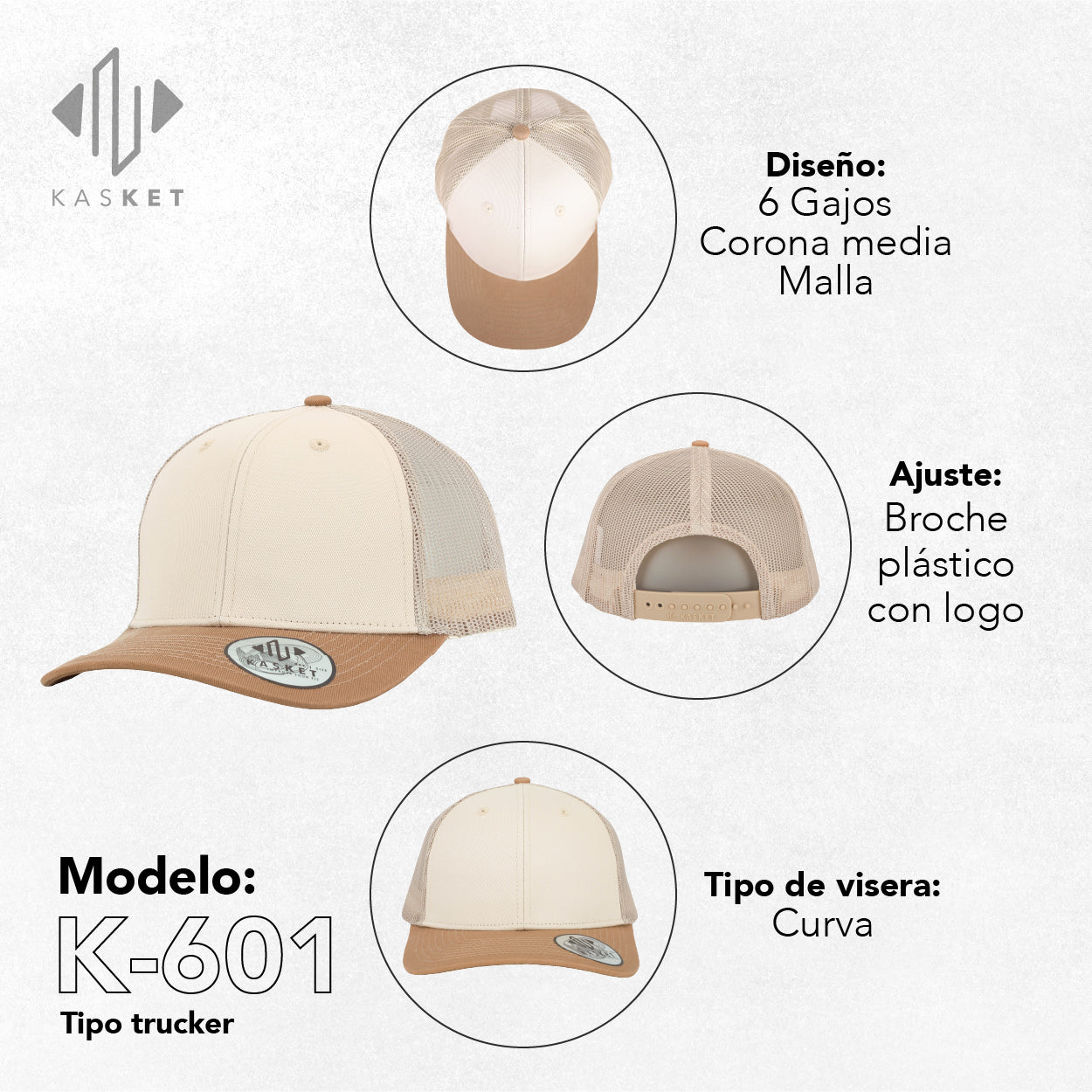 GORRA TRUCKER K-601 BEIGE / OCRE / TAN