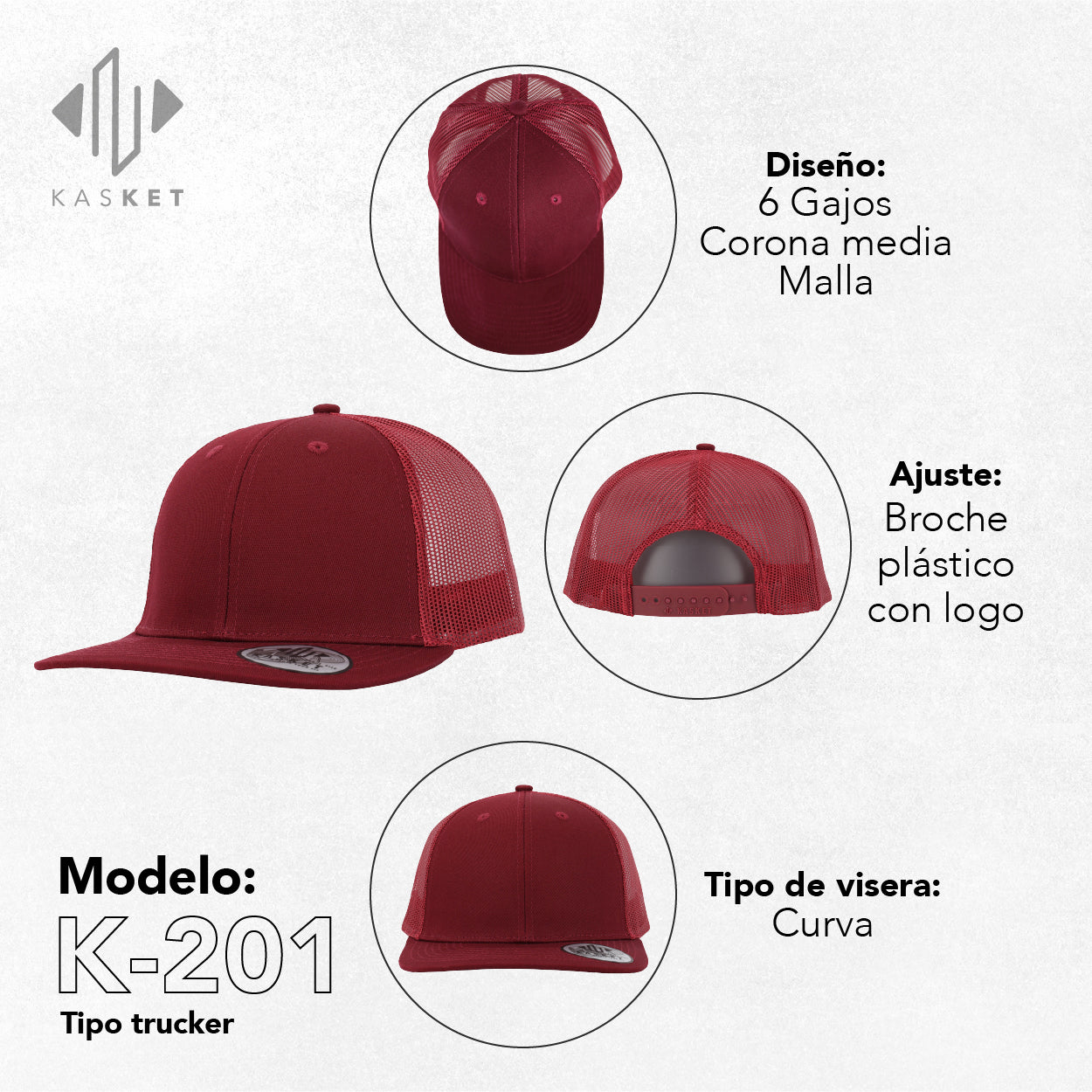 GORRA TRUCKER K-201 MERLOT