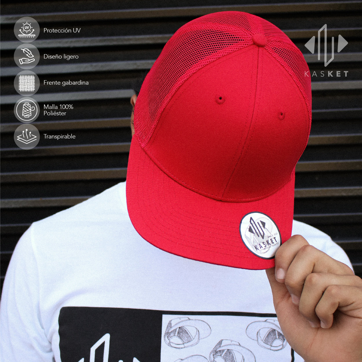 GORRA TRUCKER K-201 ROJO 100%