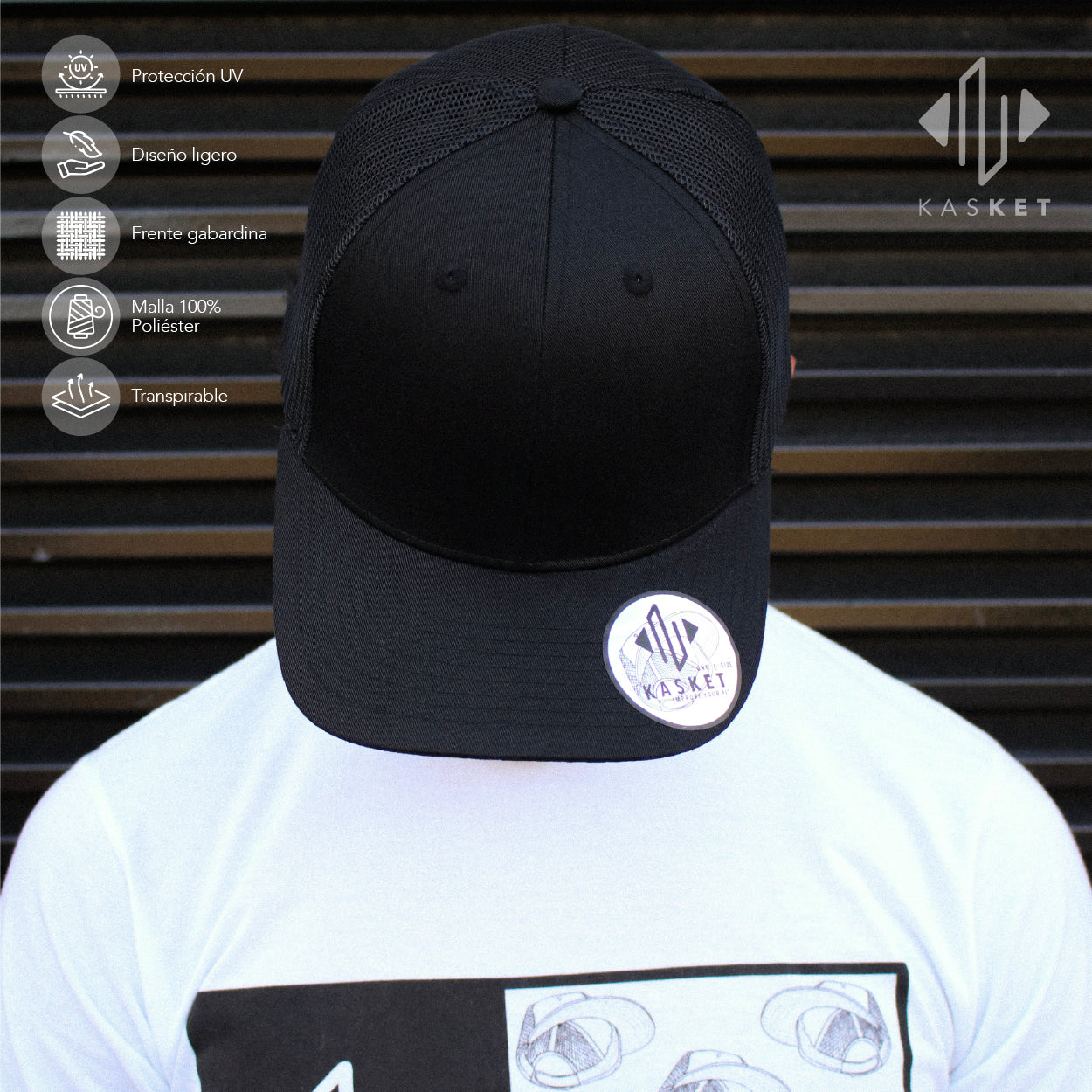 GORRA TRUCKER K-201 NEGRO 100%