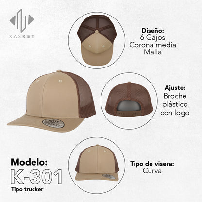 GORRA TRUCKER K-301 BEIGE / CAFÉ