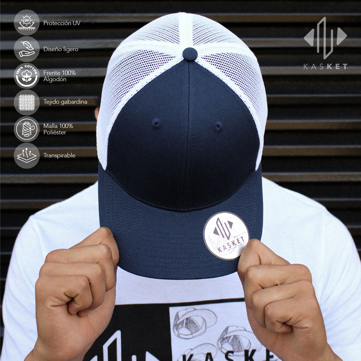 GORRA TRUCKER K-301 BLANCO / DENIMBLUE