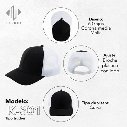 GORRA TRUCKER K-301 BLANCO / NEGRO
