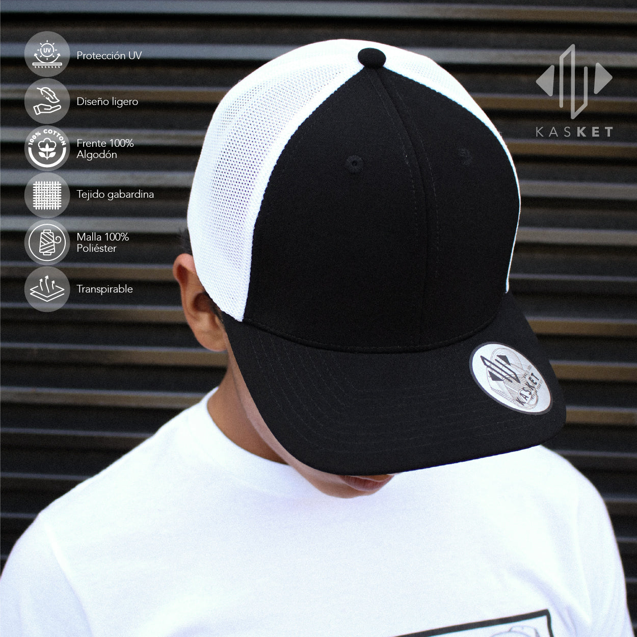 GORRA TRUCKER K-301 BLANCO / NEGRO