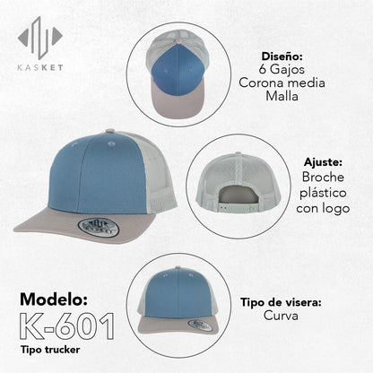 GORRA TRUCKER K-601 CELESTE / GRIS / PLATA