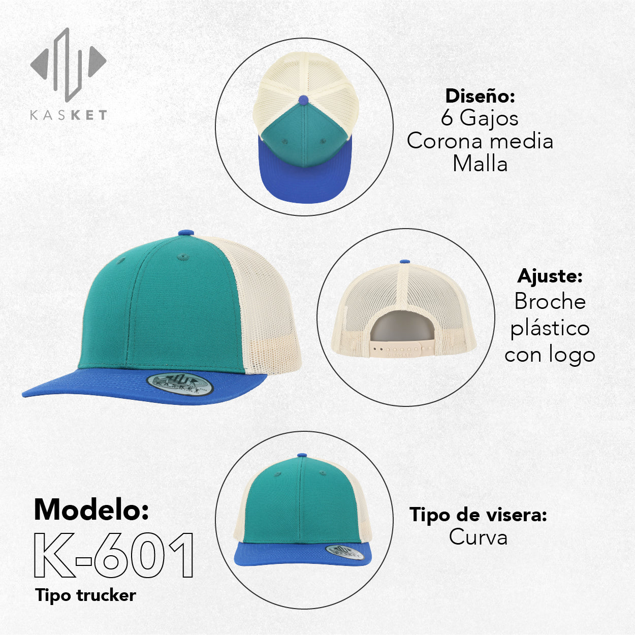 GORRA TRUCKER K-601 COLUMBIA / REY / BEIGE