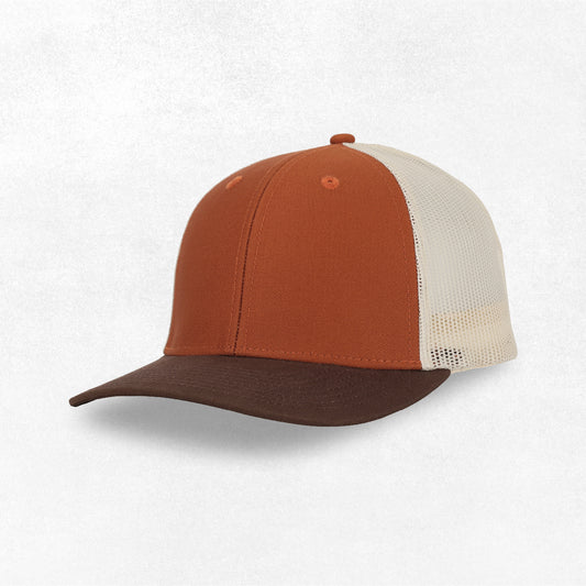 GORRA TRUCKER K-601 NARANJA / MARRÓN / IVORY