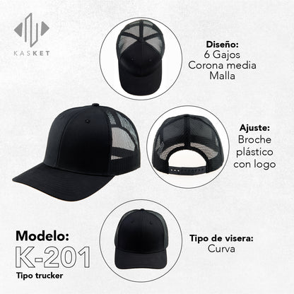 GORRA TRUCKER K-201 NEGRO 100%