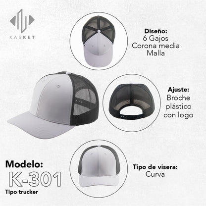 GORRA TRUCKER K-301 OXFORD / GRIS CONCRETO