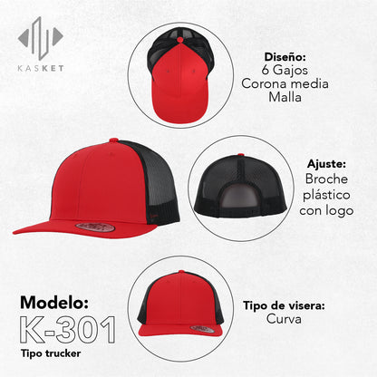 GORRA TRUCKER K-301 ROJO / NEGRO