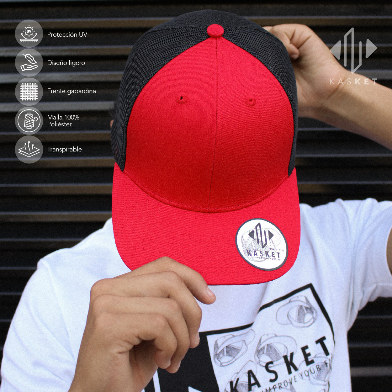 GORRA TRUCKER K-301 ROJO / NEGRO