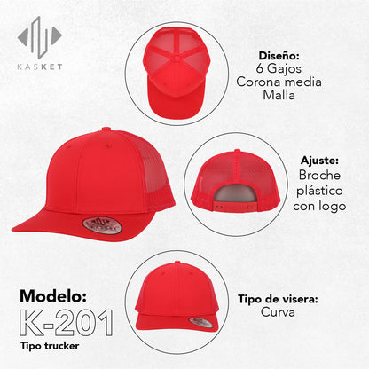GORRA TRUCKER K-201 ROJO 100%