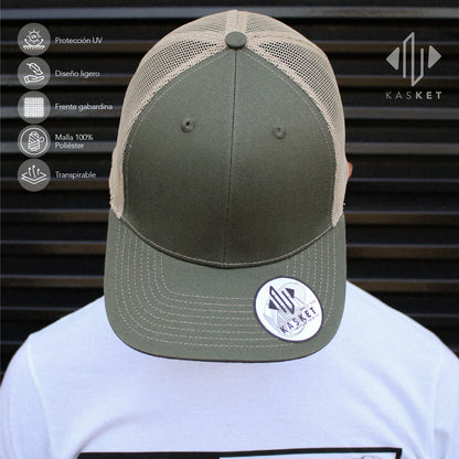 GORRA TRUCKER K-301 VERDE OLIVO / BEIGE